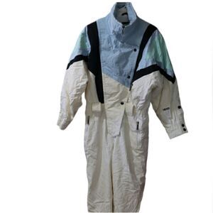 Head Sportswear Vintage Ski Suit Snowsuit 1980s Doleman Sleeve White & Blue Smal